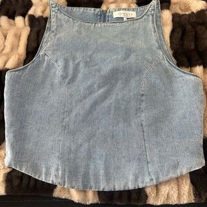 Wayf Light Blue Denim Zip-Back Vest